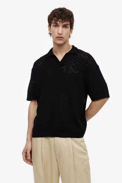 Футболка-поло свободного кроя, связанная крючком H&M