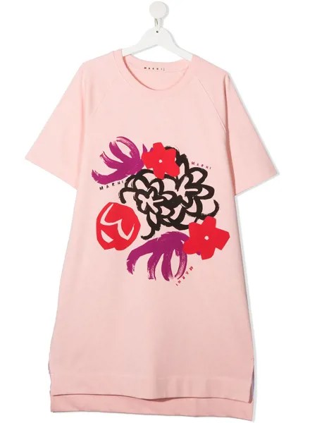 Marni Kids платье-футболка с цветочным принтом