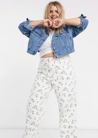 Свободные джинсы с завышенной талией и цветочным принтом ASOS DESIGN Curve-Многоцветный