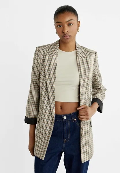 Полупальто HOUNDSTOOTH OPEN Stradivarius, цвет beige