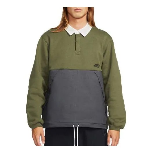 Толстовка Nike Loose Casual Contrasting Colors Fleece Khaki Green, зеленый