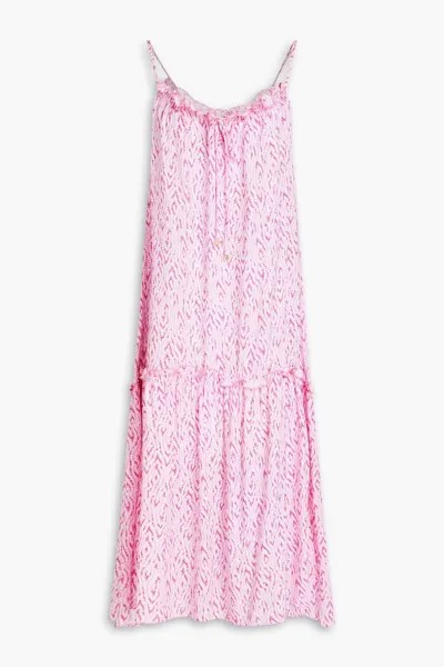Тканое платье миди с принтом и оборками Heidi Klein, розовый