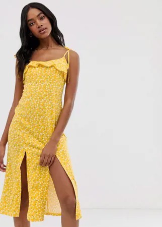 Сарафан миди с разрезами и цветочным принтом ASOS DESIGN-Мульти