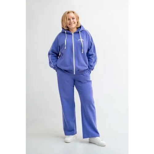 Костюм Modress, олимпийка и брюки, спортивный стиль, прямой силуэт, манжеты, карманы, размер 62, фиолетовый