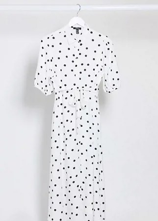 Платье-рубашка в горошек с поясом New Look Maternity-Мульти