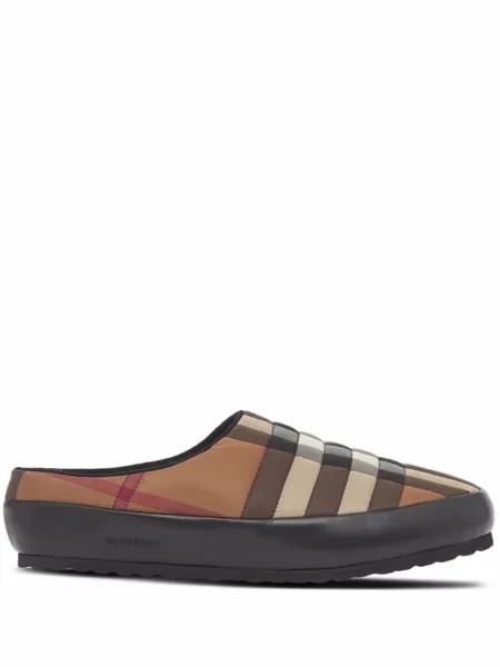 Burberry слиперы в клетку, коричневый