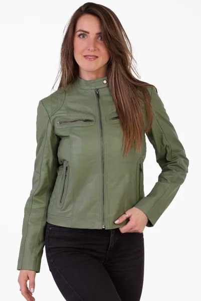 Байкерская куртка из натуральной кожи Pelle D'annata, зеленый