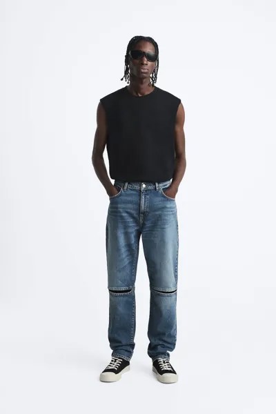 Джинсы с разрезом Zara, синий