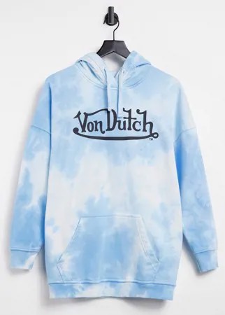 Худи в стиле oversized с рисунком тай дай Von Dutch-Голубой