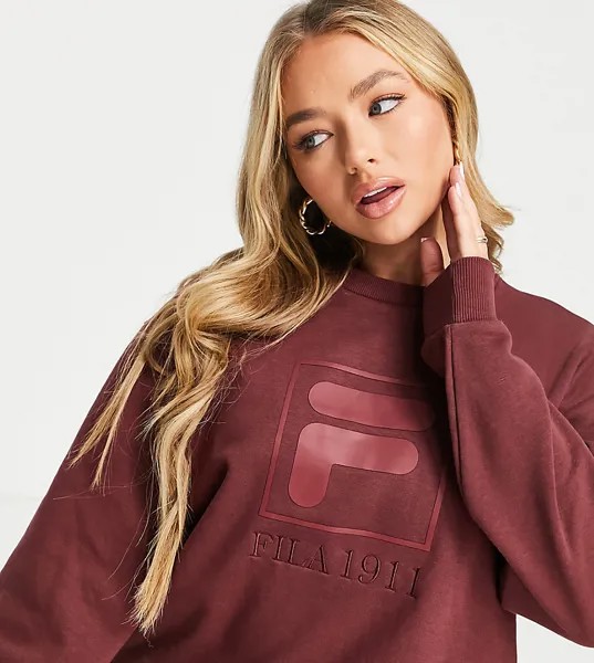 Oversized-свитшот красного цвета с логотипом в тон Fila-Красный