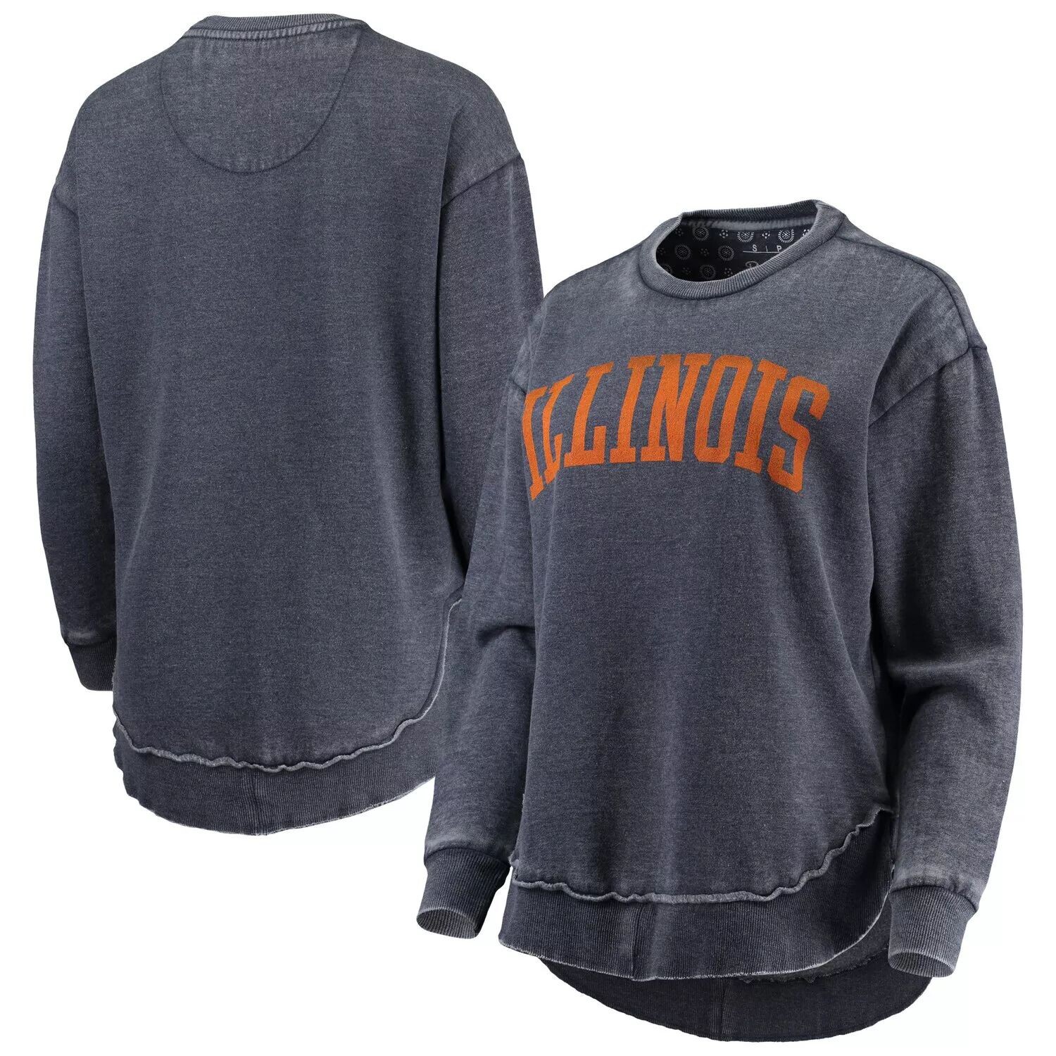 Женский темно-синий свитшот Pressbox Illinois Fighting Illini Vintage Wash Pullover