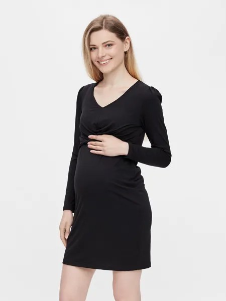 Платье mama licious Umstands Mini Stretch Shirt Dress MLELLEN, черный