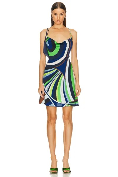 Платье мини Emilio Pucci Draped, цвет Verde & Avio