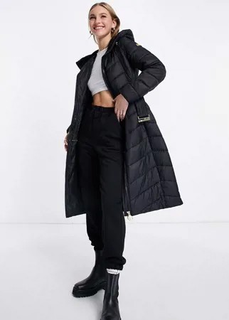 Длинная стеганая куртка черного цвета с застежкой-пряжкой Barbour Lineout-Черный цвет