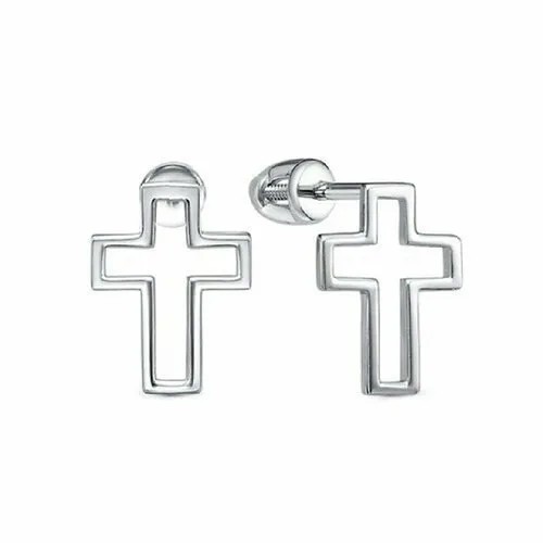 Серьги пусеты Del'ta, серебро, 925 проба, родирование, золотой