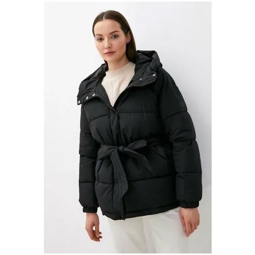 Куртка  Baon, демисезон/лето, средней длины, оверсайз, карманы, капюшон, манжеты, ветрозащитная, пояс/ремень, вентиляция, размер 52, черный