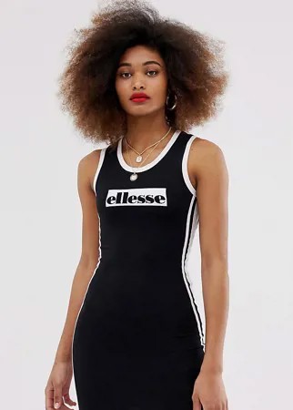 Облегающее платье с логотипом спереди и полосками сбоку Ellesse-Черный