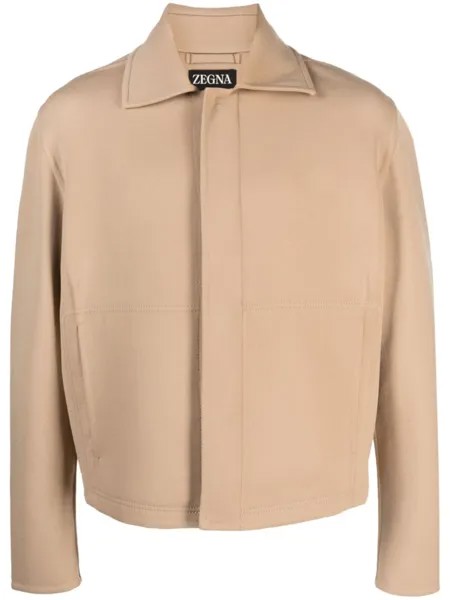 Zegna куртка-рубашка из смесовой шерсти, нейтральный цвет