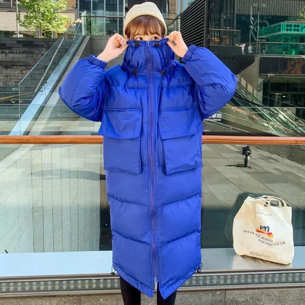 Parkas Новая мода Женщины Длинные капюшоны Зимнее пальто Повседневное утолщение Теплая куртка Свободный пух Хлопчатобумажные куртки Куртки Outwears