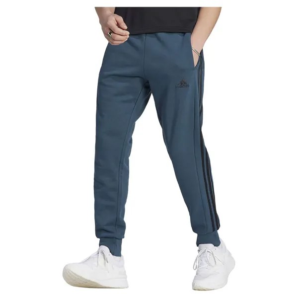 Джоггеры adidas Essentials French Terry Tapered Cuff 3 Stripes Joggers, синий