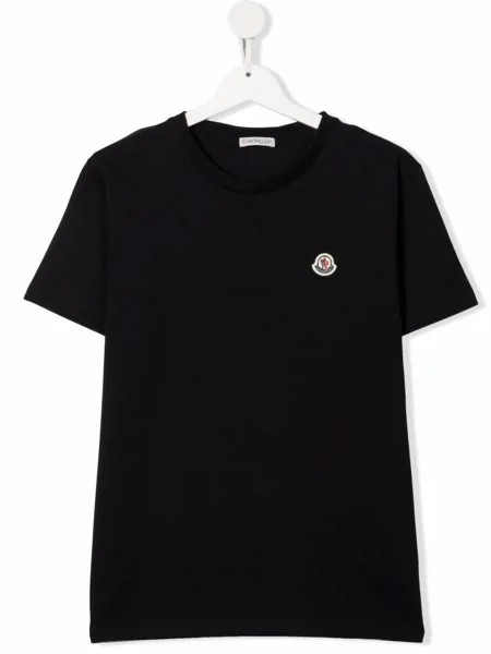 Moncler Enfant футболка с нашивкой-логотипом