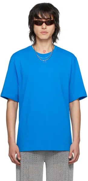 Синяя футболка с вышивкой Marine Serre
