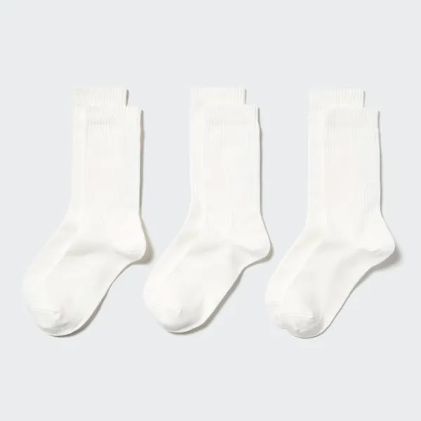 Женские носки Uniqlo 3 пары в рубчик, белый