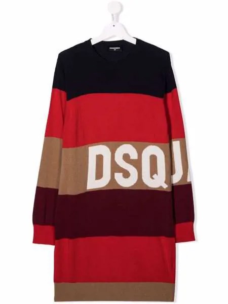 Dsquared2 Kids платье миди в полоску