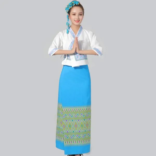 Элегантный празднивечерние из Азии, традиционные этнические костюмы Дай, Таиландская Женская одежда, летнее платье с рукавом до локтя