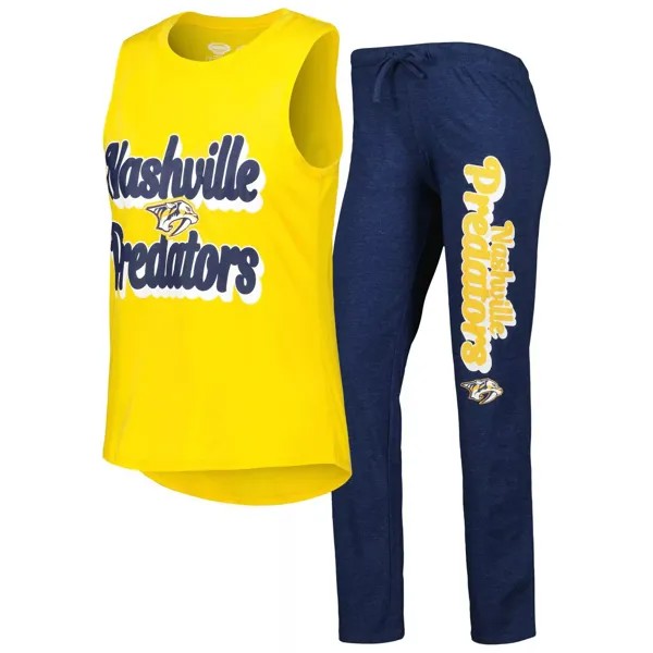 Женский спортивный комплект из топа на бретельках и брюк золотистого цвета и темно-синего цвета Nashville Predators Meter, комплект для сна