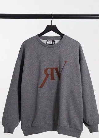 Темно-серый меланжевый свитшот в стиле унисекс с вышитым логотипом Reclaimed Vintage Inspired