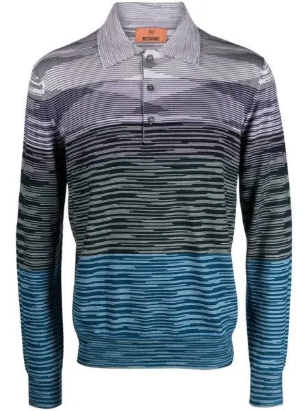 Missoni шерстяная рубашка поло в полоску, синий