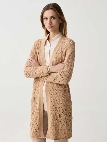 Длинный открытый кардиган крючком Ovs, цвет dark beige