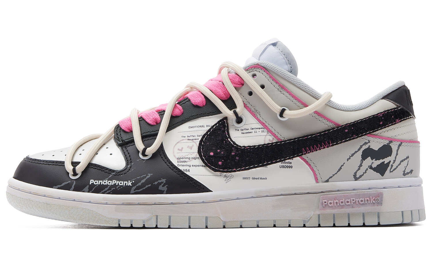 Кроссовки Nike Dunk Skateboarding Shoes Unisex Low-top Black/white/pink, черный/белый