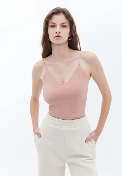 Топ V-NECK SEAMLESS CROP SINGLET OXXO, цвет misty rose