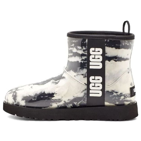 Зимние ботинки классические прозрачные мини с мраморным логотипом Ugg, белый