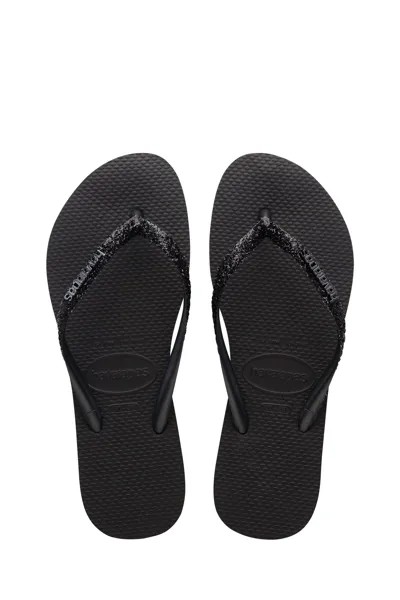 Узкие сланцы с блестками Havaianas, черный