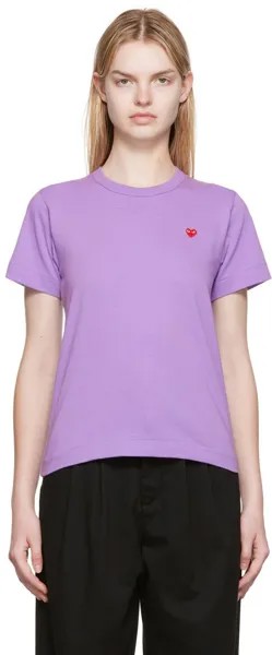 Пурпурная футболка с маленькой нашивкой в ​​виде сердца Comme des Garçons Play