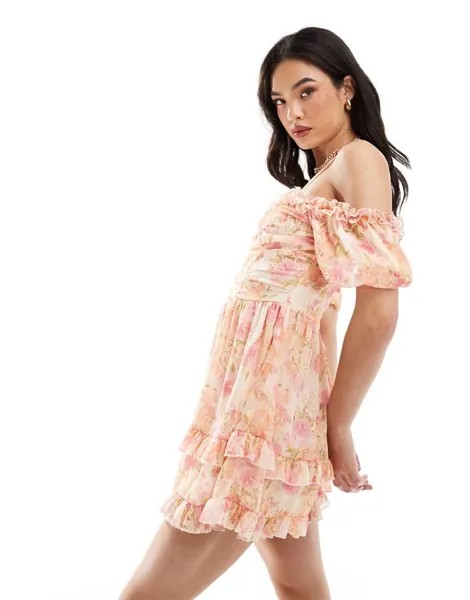 Шифоновое платье мини с цветочным принтом Miss Selfridge