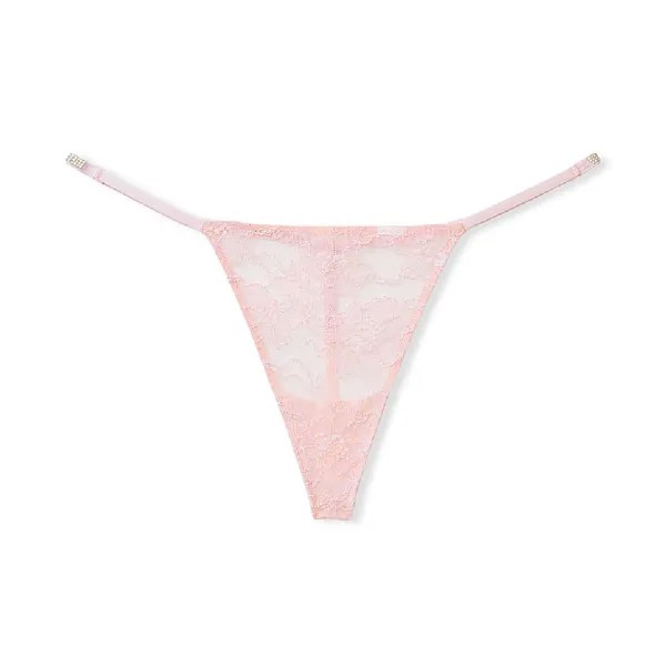 Трусы Victoria's Secret Very Sexy Shine Bow Satin Crotchless V-String, светло-розовый
