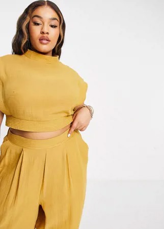 Топ горчичного цвета без рукавов со строчкой ASOS EDITION Curve-Желтый