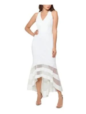 XSCAPE Женское белое вечернее платье миди без рукавов с v-образным вырезом на молнии 2