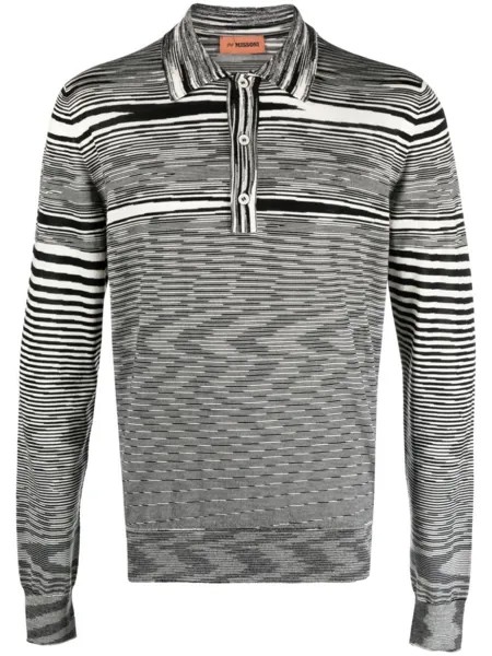 Missoni шерстяная рубашка поло с длинными рукавами, черный