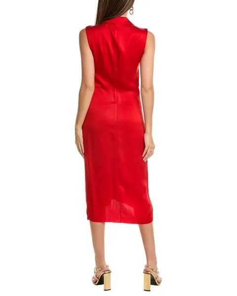 Платье миди в стиле техно с шармом Michael Kors Collection, красный