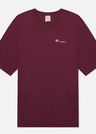 Мужская футболка Champion Reverse Weave Small Script Logo Muscle Fit, цвет бордовый, размер M