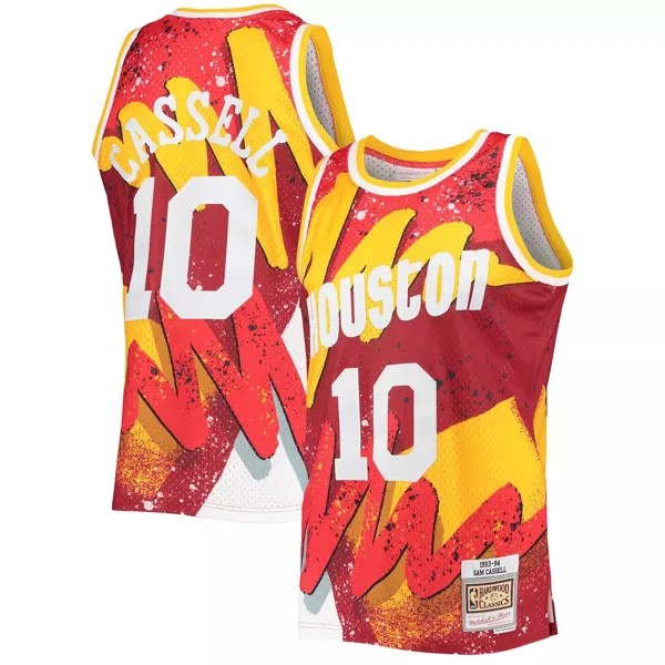 Мужская майка Mitchell & Ness Sam Cassell Red Houston Rockets Hardwood Classics 1993-94 Hyper Hoops Swingman