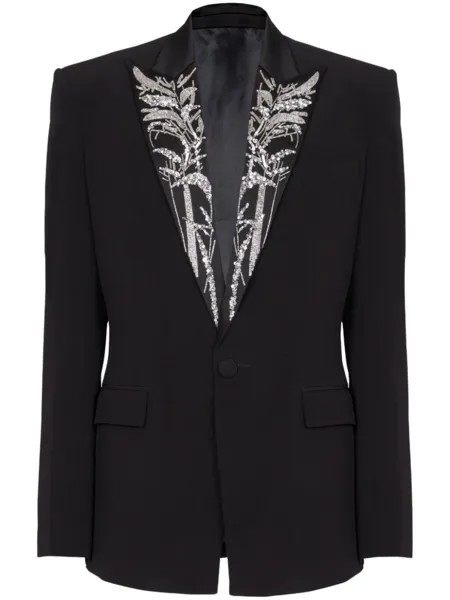 Balmain однобортный пиджак с вышивкой, черный