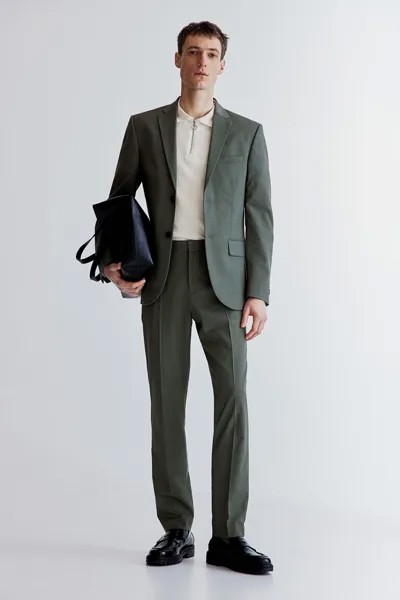 Брюки slim fit suit H&M, зеленый