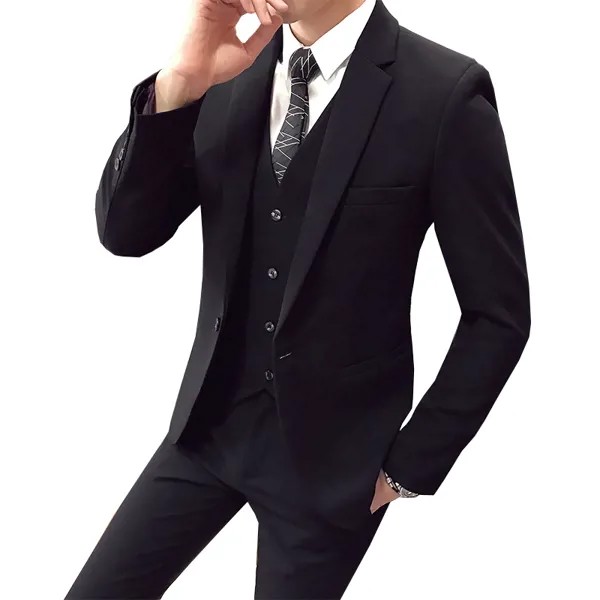 Жилет куртка брюки + / 2020 новые мужские деловые тонкие костюмы, наборы на одной пуговице, свадебное платье, костюм из трех предметов, блейзеры...