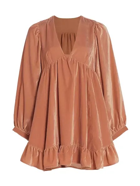 Бархатное мини-платье Estella с воланами Free People, цвет rose pearl